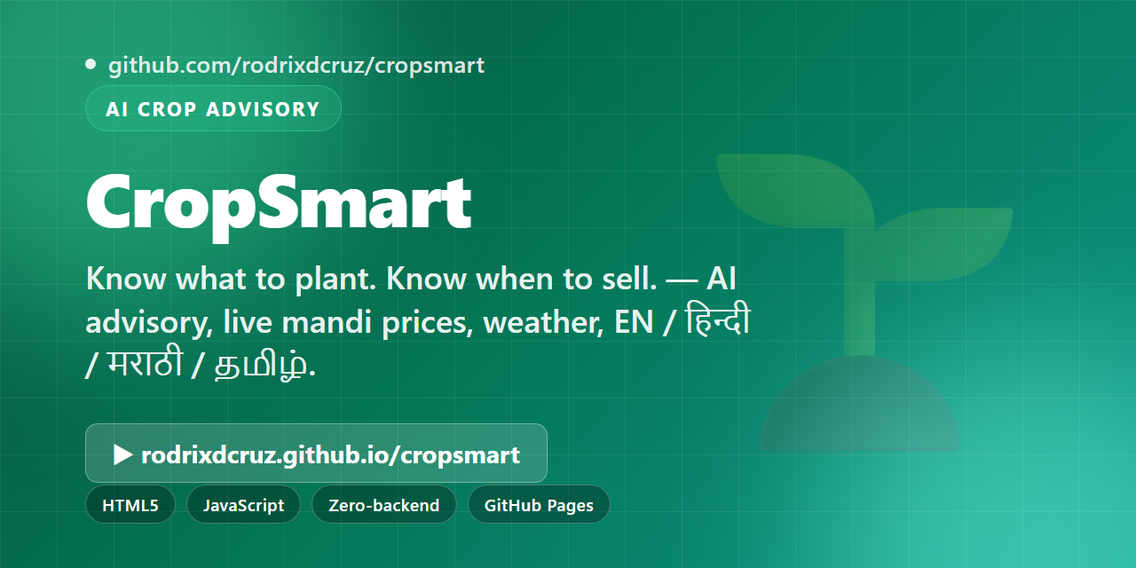 CropSmart — AI crop advisory for Indian farmers